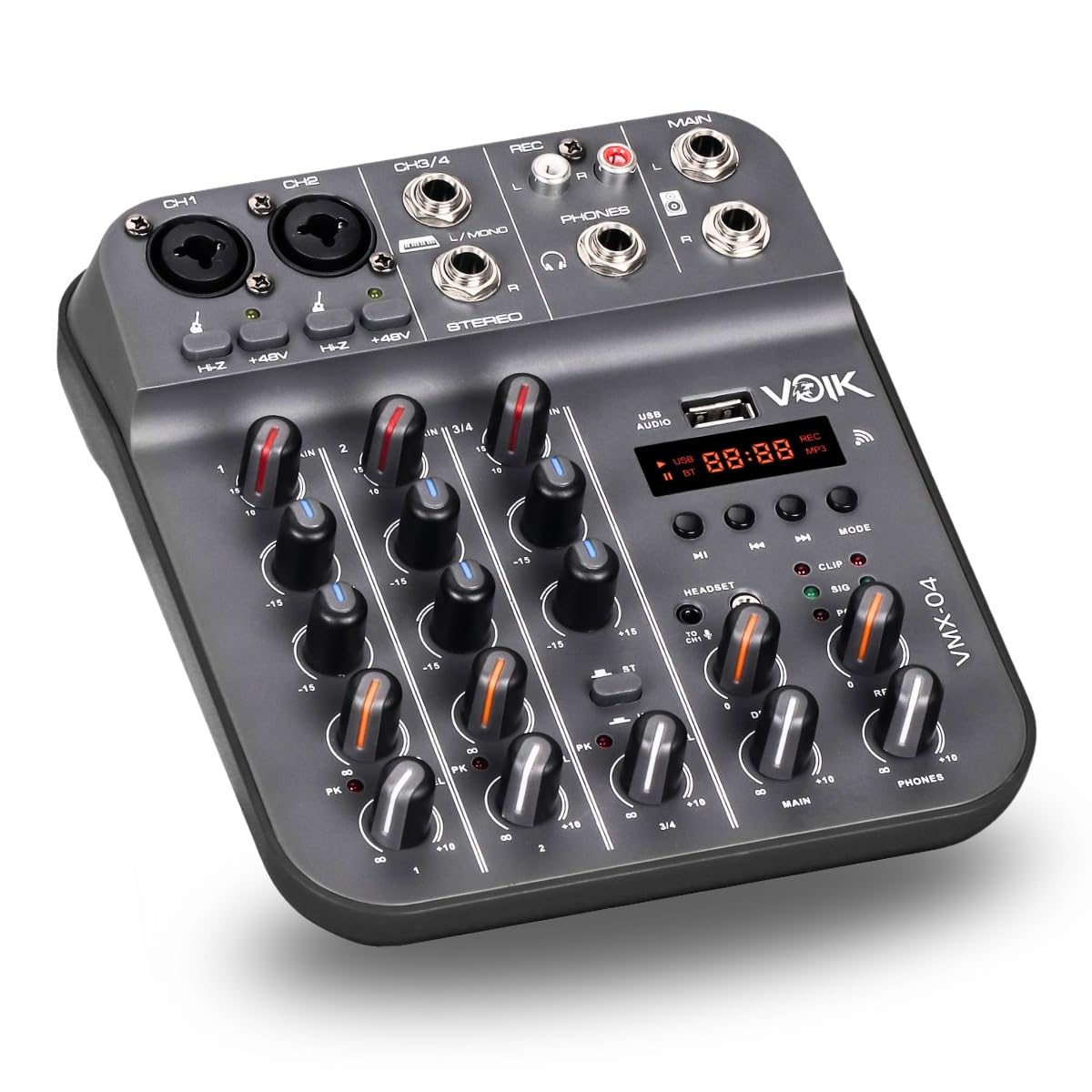 Mesa De Som 4 Canais Voik VMX-04 USB Bluetooth Efeitos Delay e